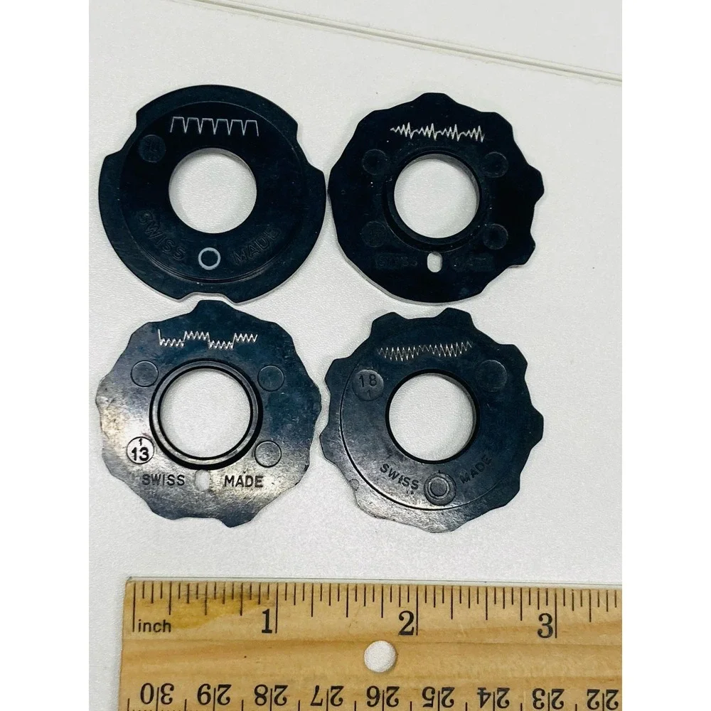 4 Vintage Elna Sewing Machine Stitch Pattern Disc Cam SwissMade #10 #11 #13 #18